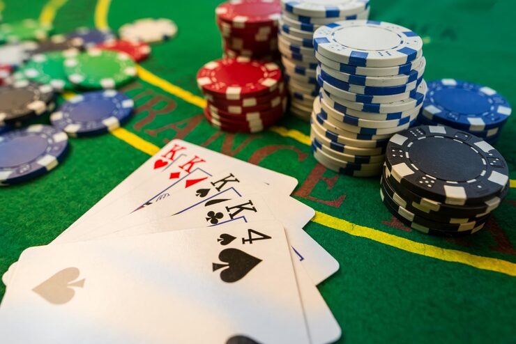 Blackjack dealer preparing the shoe